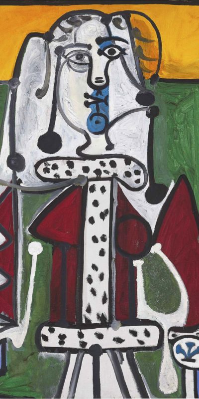 Pablo Picasso, Femme dans un fauteuil 畢加索《坐椅女子》爲其愛人兼繆斯弗蘭索娃・吉洛所畫的歡樂明快肖像以9,310 萬港元成交